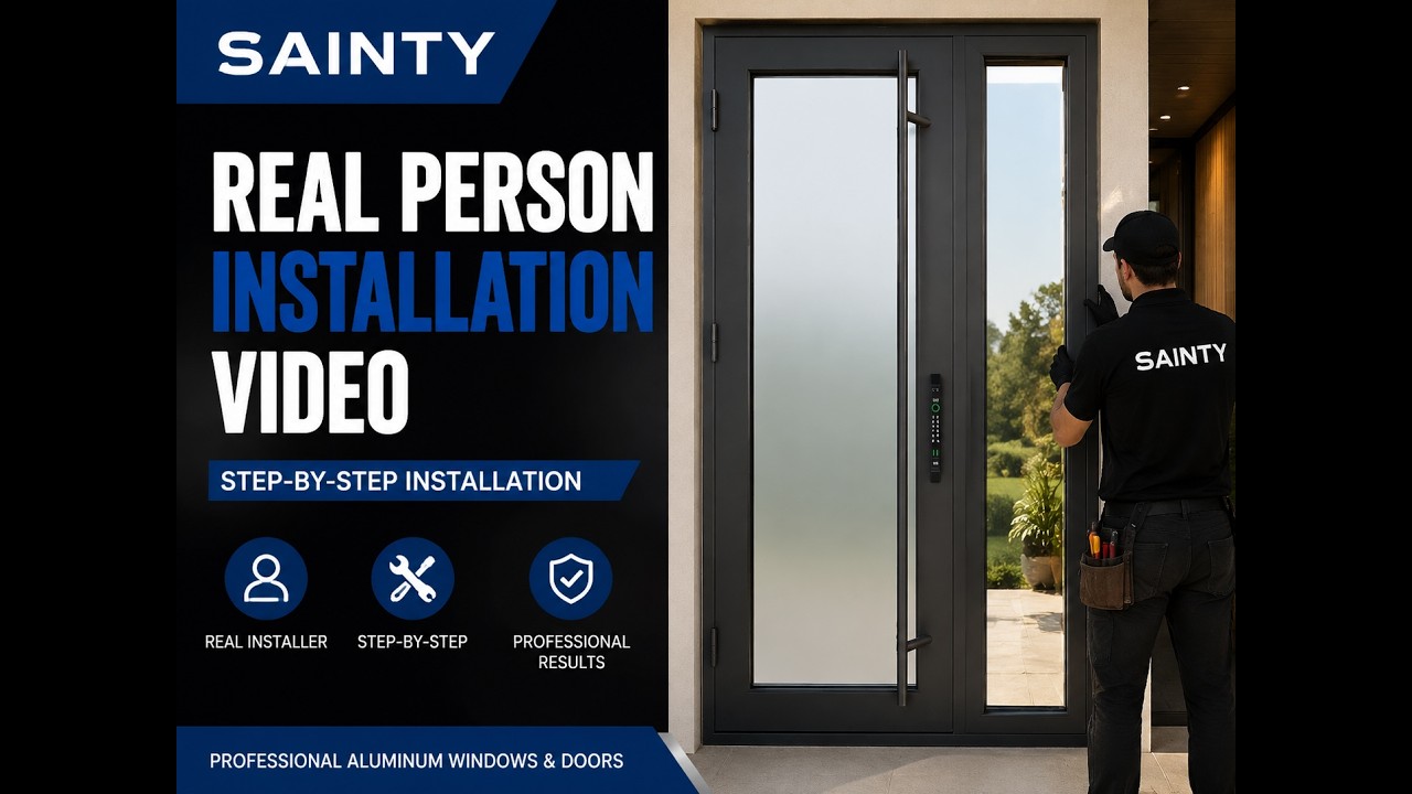 Watch: SAINTY™ Energy Efficient Aluminum French Doors Installation and Precision Alignment