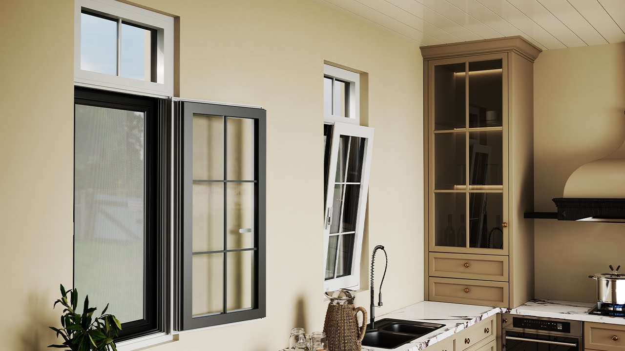 SAINTY™ Powder Coated Aluminum Casement Windows - New arrival-tilt and turn window with safety lock and stainless mesh.